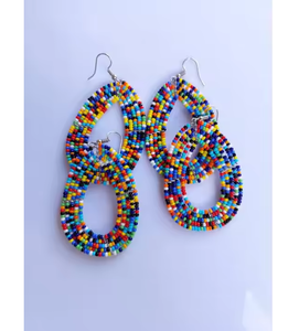 Jewelry Seed <b>Beaded</b> Earrings Handmade Dangle Earrings With <b>Fringe</b> Gold Frame Premium Quality <b>Beaded</b> Earrings From India - Product Image 2