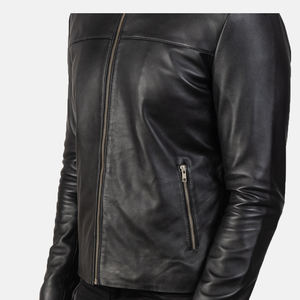 เสื้อแจ็กเก็ตหนังสำหรับผู้ชายเสื้อแจ็กเก็ตฤดูหนาวทำจากวัสดุแห้งเร็วย้อมสีล้วนแฟชั่นสำหรับผู้ชาย - Product Image 4