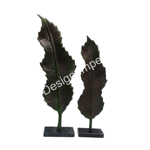 Objet décoratif et sculpture en accent de feuille antique Statue de feuille vintage la plus vendue pour l'artisanat en métal de décoration intérieure de maison - Product Image 3