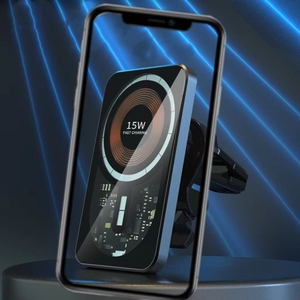 Lampe d'ambiance à LED 15W Qi Transparent Support de téléphone de voiture Magnétique Charge rapide Support de chargeur de voiture Chargeur sans fil - Product Image 4