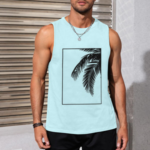 เสื้อกล้ามสำหรับผู้ชายเสื้อแฟชั่นแนวสปอร์ตสำหรับผู้ชายเสื้อทรงหลวมคอกลมแบบเรียบระบายอากาศได้ดี - Product Image 2