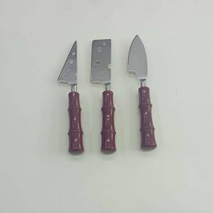 Nuevo Juego de Rebanador de Queso de Acero Inoxidable de Buena Calidad, Plateado, con Diseño de Bambú y Mango de Resina Morada de Nuevo Diseño - Product Image 5