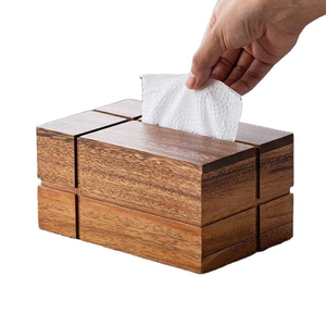 Caja de pañuelos de madera de acacia con acabado natural Diseño elegante hecho a mano para el hogar y la Oficina Durable por tradebit - Product Image 1