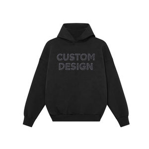 500 Gsm Clothing Manufacturers Custom Logo Oversized Hoodies Unisex Puff Print Sweatshirt Drop Shoulder Pullover <b>Men's</b> <b>Hoodie</b> - Product Image 3