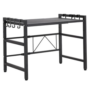 رف فرن ميكروويف ذو رف قابل للتعديل رائج <span class=keywords><strong>3</strong></span> طبقات رف معدني مع 6 خطافات للاستخدامات خزانة مستودعات جراج المطبخ - Product Image 6