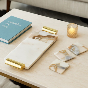 ถาดเสิร์ฟหินอ่อนธรรมชาติหรูหราพรีเมี่ยมจานทำมือดีไซน์ทันสมัยหรูหราสำหรับโฮมออฟฟิศขายส่ง - Product Image 3