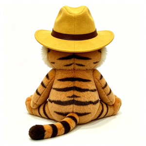 Peluche de Tigre Vaquero Personalizado con Sombrero de Vaquero, Material Suave, Relleno de Algodón PP, Corazón Bordado - Regalo de Cumpleaños - Product Image 3
