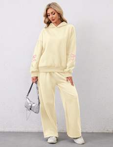 SUDADERO de algodón 100%, conjunto ligero con capucha, cierre de cordón, invierno, ecológico, lavado a la piedra, estampado de diamantes de imitación adornados - Product Image 6