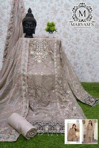 Nuevo Stock de Tela de Organza de Seda Suave y Pesada, Hermosos Colores, Bordado con Espejos Reales, Corte Recto, Diseño de Salwar Kameez de SIE - Product Image 4