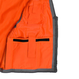 Chaleco reflectante de ropa de trabajo personalizado de alta visibilidad, chaleco de seguridad de construcción de punto naranja con múltiples bolsillos para hombres y mujeres - Product Image 6