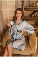 Pijamas de Algodón Personalizadas para Mujer, Primavera/Verano, Estilo Lujoso, Manga Larga, Cuello en V, Camisón/Bata de Baño Fresca al Tacto