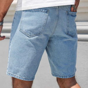 Pantalones cortos de mezclilla con logotipo personalizado 2025 de alta calidad para hombre, pantalones cortos de algodón con agujeros para hombre, pantalones cortos de mezclilla de ocio para hombre con logotipo estampado a la moda - Product Image 6