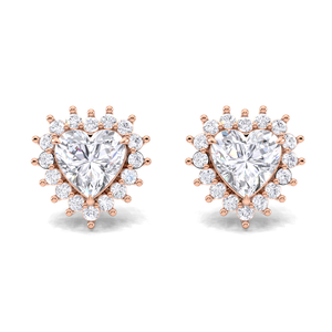 IGI Certified Lab Grown Diamond Heart Cut Double Halo Stud <b>Earrings</b> 9KT <b>Gold</b> Teardrop Diamond <b>Earrings</b> - Product Image 1