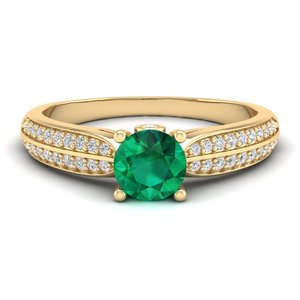 Anillo de Esmeralda de Corte Brillante Redondo de 0.75 Quilates, Precio de Fábrica REYES, en Oro Sólido de 14K, Joyería de Boda con Moissanita - Product Image 6