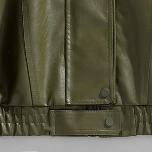 Veste d'hiver de style urbain en similicuir respirant écologique pour hommes, poches à col rabattu, fermeture éclair à ourlet élastique - Product Image 4