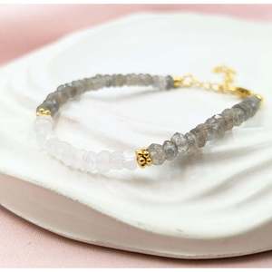Blue Flash Labradorite & Moonstone 18K Gold Filled Crystal <b>Bracelet</b> - Product Image 3