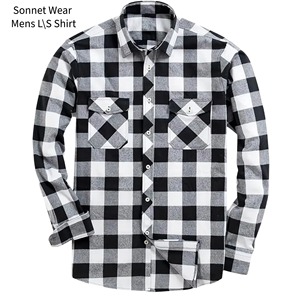 Mens Purple Black Plaid Long Sleeve <b>Flannel</b> Shirt Casual Turn-down Collar Full Sleeve Autumn Wear - Product Image 2