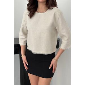 Blusa Blanca con Detalle de Borlas - Blanca - Product Image 4