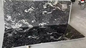 Bloc de dalles de granit noir nuage design moderne pierre naturelle très demandée pour le bureau de restaurant design graphique poli indien - Product Image 4