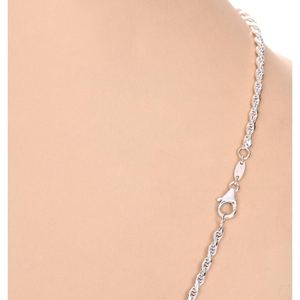 NOVAMART Fine White Gold 92.5 Sterling Silver <b>Rope</b> <b>Chain</b> Necklace 20-28 Inches Men's Boys' Religious Wedding Engagement Jewelry - Product Image 3