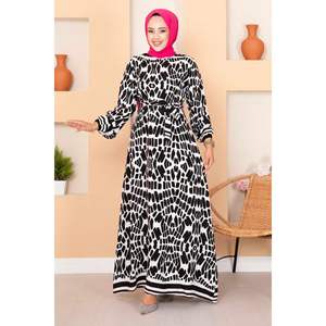 Patrón de cebra Viscosa Hijab Vestido Negro - Product Image 5