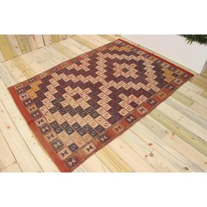 Tapis turc vintage écologique 4,8x6,9 pieds, rouge, patchwork, laine, dos en latex - Product Image 1