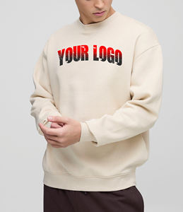 Sudadera básica de algodón 100% de color sólido con cuello redondo de gran tamaño hecha a medida al por mayor sudaderas con capucha y sudadera con logotipo bordado personalizado - Product Image 1