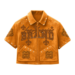 T-shirts oversize streetwear brodés de haute qualité, ensembles 2 pièces, chemise zippée ample en nylon personnalisée pour hommes et femmes - Product Image 6