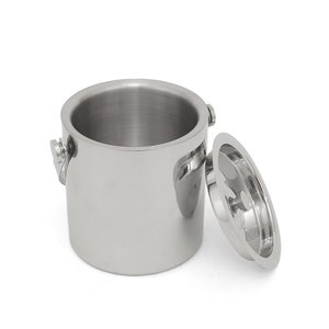 Cubo de hielo redondo hecho a mano de latón AK en plata acabado con gancho lateral a precio al por mayor para uso en bares/uso doméstico - Product Image 3