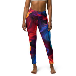 Vente en gros de pantalons de yoga tie-dye à taille mi-haute, solides, pour l'automne et l'hiver 2024, à séchage rapide, respirants, leggings de sport pour la course à pied - Product Image 4