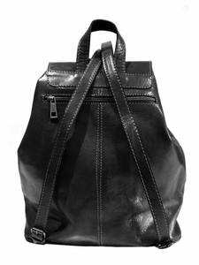 Mochila de cuero genuino hecha a mano unisex en color negro tostado - Product Image 5
