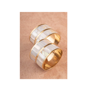 Anillos para Servilletas de Nácar con Incrustaciones de Latón, Porta Servilletas de Estilo Clásico con Diseño Redondo, Ecológicos para Fiestas - Product Image 3