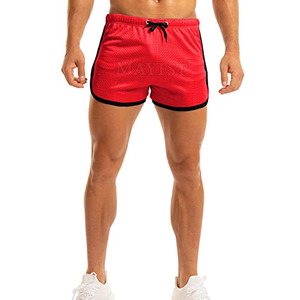 Pantalones cortos de gimnasio de verano para hombre más vendidos, cintura elástica, alta calidad, algodón, poliéster, secado rápido, transpirable, patrón sólido, logotipo personalizado - Product Image 1