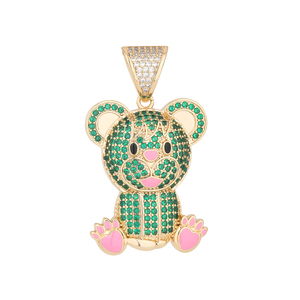 Colgante de Oso de Peluche de Latón Chapado en Oro de 14K con Circonitas, Dijes de Osito de Oro Laminado, Dijes de Animales Coloridos para Fabricación de Joyas y Suministros DIY - Product Image 5