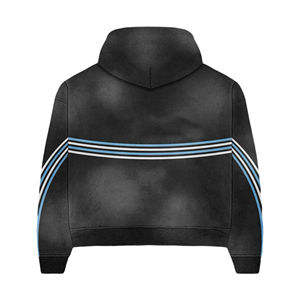 Sweat à capuche zippé en molleton de coton 100% vintage personnalisé et survêtement évasé délavé à l'acide avec rayures latérales grande taille respirant pour hommes - Product Image 3