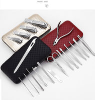 Juego de Manicura y Pedicura Profesional Clásico de Acero Inoxidable Dom Med Dynamics, Kit de Herramientas de Cuidado Personal, Bolsa de Viaje Portátil con Logotipo Personalizado