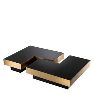 Nio Set 4 <b>Nesting</b> Coffee Tea <b>Tables</b> Convertible Contemporary Living Room Furniture Durable Brass Sintered Stone Metal <b>Nesting</b> - Product Image 4