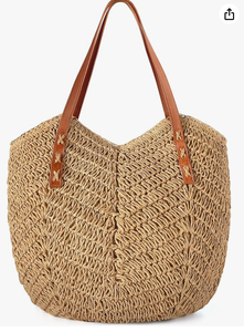 Bolsos de Playa de Paja para Mujer con Cremallera, Bolso de Playa Tejido Suave, Bolso de Hombro de Paja Informal para Uso Diario - Product Image 5