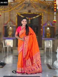 Indian Banarasi Silk and Kanjivaram Silk Saree Collections with Rich Pallu and Meenakari Weawing Saree with Low Price Saree - Product Image 3