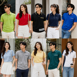 เสื้อโปโลขายส่งแบบยูนิเซ็กซ์ ชายหญิง แขนสั้น แต่งขอบตัดกัน เสื้อกอล์ฟ ผ้าฝ้ายปิเก้คุณภาพพรีเมียม ชุดยูนิฟอร์มบริษัท ขายส่งจำนวนมาก - Product Image 5