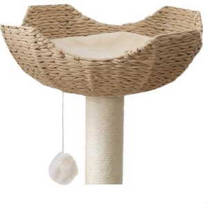 DreamCraft Vietnam, gran torre de gato de ratán de 18 pulgadas con cojín suave, cesta de repuesto, cama, alfombrillas y almohadillas para mascotas - Product Image 1