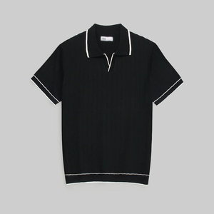 Chemise polo pour homme en maille torsadée de qualité supérieure, manches courtes, coton, maille torsadée, polos de luxe de marque pour l'été et le printemps - Product Image 1