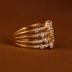 Anillo de diamante de corte redondo Vintage creado en laboratorio, anillo de compromiso de cuatro capas de oro sólido de 18 quilates, ajuste de punta, regalo lujoso clásico - Product Image 5