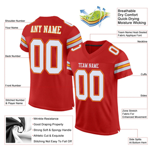 American Football Jersey Breathable <b>Mesh</b> Team Uniform <b>Red</b> Color Custom Design Football <b>Mesh</b> Jersey For College Youth Sportswear - Product Image 6
