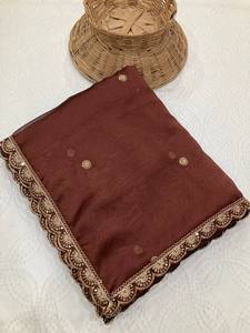 ผ้าซารีผ้าไหมรังโกลีเนื้อนุ่ม งานปักลายสวยงามแบบดั้งเดิม สำหรับงานปาร์ตี้ ขายดีอันดับต้นๆ แห้งเร็ว สไตล์อินเดีย - Product Image 4