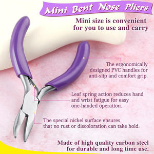 Wholesale Stainless Steel <b>Mini</b> Bent Nose <b>Pliers</b> 3in Lightweight Reusable Jewelry Making Tools Factory Prices - Product Image 4