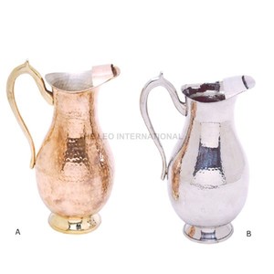 Shiny <b>Polished</b> Stainless Steel Jug with Golden Plated Handle Round Shape Design Catering Item Drinkware for Hotel Restaurant Use - Product Image 3