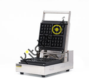 Kitchbox Comercial Industrial Pequeña Gofrera Belga con revestimiento antiadherente Acero inoxidable Capacidad de 1 gofre - Product Image 1