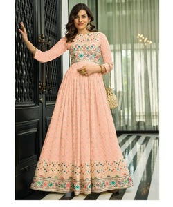 ชุดผ้าคอตตอนปักลายแบบหนาสำหรับสตรี,ชุดทำงานปักลายสำหรับไปงานปาร์ตี้ Anarkali Style - Product Image 1