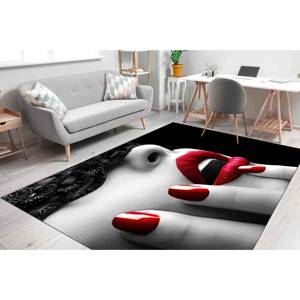 Tapis en chenille Red Lip Woman : Tapis d'appoint sensuel Pop Art, Tapis doux non tissé - Product Image 4
